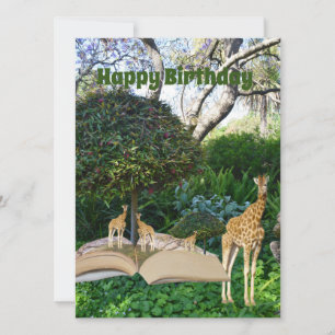 Giraffe Story Book Birthday Kaart