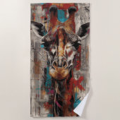 Giraffe Straatkunst Portret Strandlaken (Voorkant)