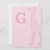  Giraffe streep baby meisje douche uitnodiging (Achterkant)