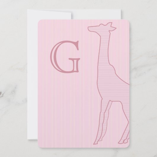  Giraffe streep baby meisje douche uitnodiging (Achterkant)