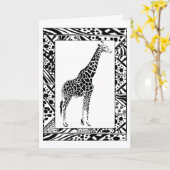 Giraffe studie Verjaardag Kaart (Gele Bloem)