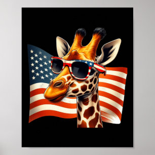 Giraffe Sungles Amerikaanse vlag Patriottisch 4th  Poster