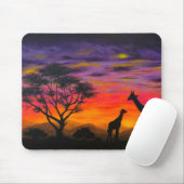 "Giraffe Sunset" Giraffe Schilderachtig Art Muisma Muismat (Met muis)