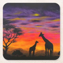"Giraffe Sunset"-Onderzetter van Gregg's diepe kle Kartonnen Onderzetters