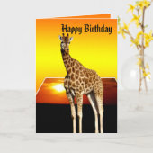 Giraffe Sunshine Happy Birthday Greeting Kaart (Gele Bloem)