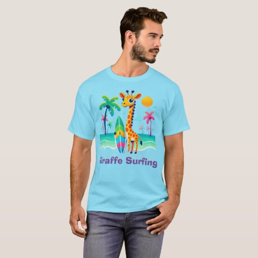 Giraffe Surfing T-shirt (Voorkant volledig)