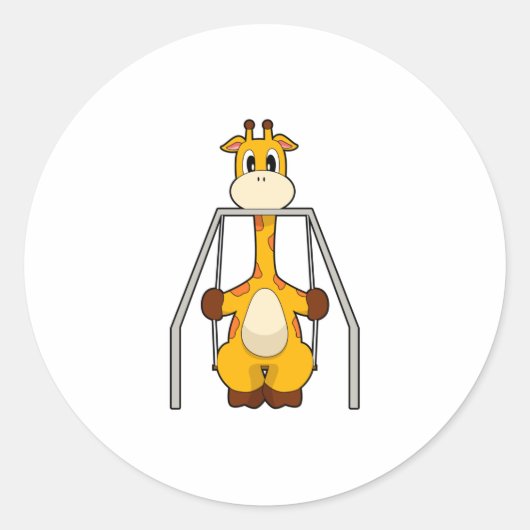 Giraffe Swing Ronde Sticker (Voorkant)