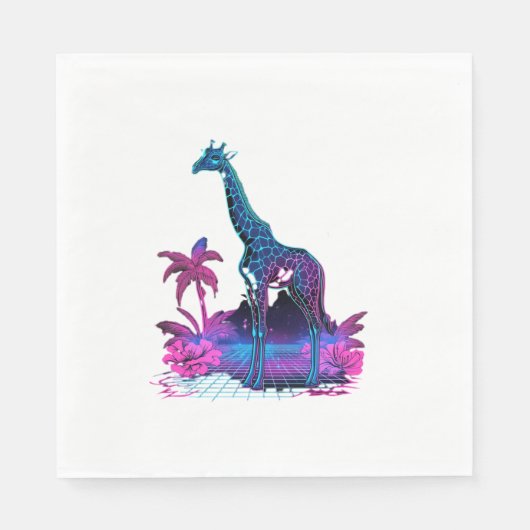 Giraffe Synthwave Vaporwave Art Servet (Voorkant)