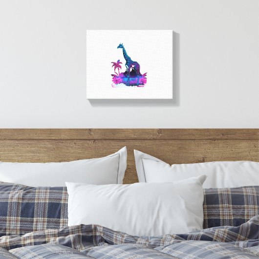 Giraffe Synthwave Vaporwave Kunst Canvas Afdruk (Insitu (Slaapkamer))