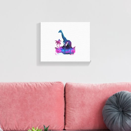 Giraffe Synthwave Vaporwave Kunst   Canvas Afdruk (Insitu (Woonkamer))