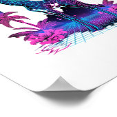 Giraffe Synthwave Vaporwave Kunst   Poster (Hoek)