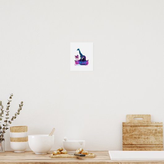 Giraffe Synthwave Vaporwave Kunst Poster (Keuken)