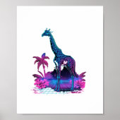 Giraffe Synthwave Vaporwave Kunst Poster (Voorkant)