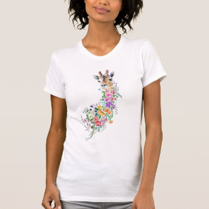 Giraffe T-Shirt Spring (kleurrijke bloemen)