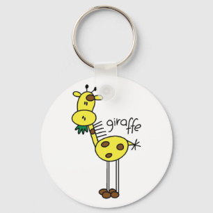 Giraffe T-shirts en cadeautjes op de sticker Sleutelhanger