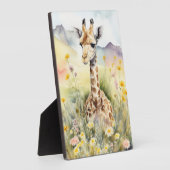 Giraffe Tabletop Plaque met Easel Fotoplaat (Zijkant)