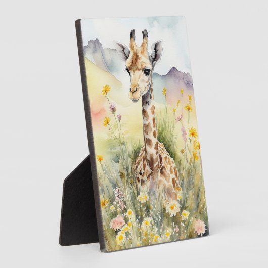 Giraffe Tabletop Plaque met Easel Fotoplaat (Zijkant)