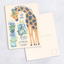 Giraffe Tea Party Kids Verjaardagsfeestuitnodiging Briefkaart