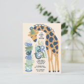 Giraffe Tea Party Kids Verjaardagsfeestuitnodiging Briefkaart (Staand voorkant)
