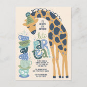 Giraffe Tea Party Kids Verjaardagsfeestuitnodiging Briefkaart (Voorkant)