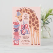 Giraffe Tea Party Kids Verjaardagsfeestuitnodiging Kaart (Staand voorkant)