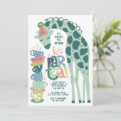 Giraffe Tea Party Kids Verjaardagsfeestuitnodiging Kaart (Staand voorkant)