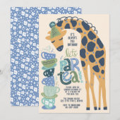 Giraffe Tea Party Kids Verjaardagsfeestuitnodiging Kaart (Voorkant / Achterkant)
