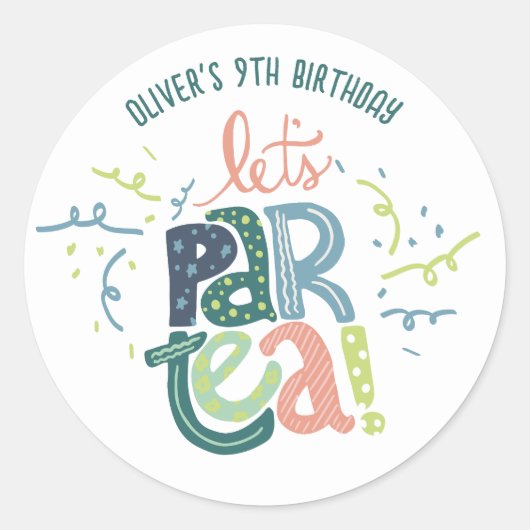 Giraffe Tea Party Kids Verjaardagsfeestuitnodiging Ronde Sticker (Voorkant)