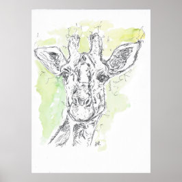 Giraffe tekenen. poster