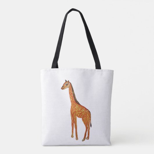 Giraffe tekening Aangepaste All-Over-Print Canvas Tote Bag (Achterkant)