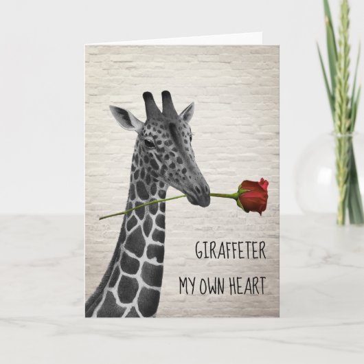 Giraffe ter Mijn eigen Valentijn van het Roos van  Kaart (Voorkant)