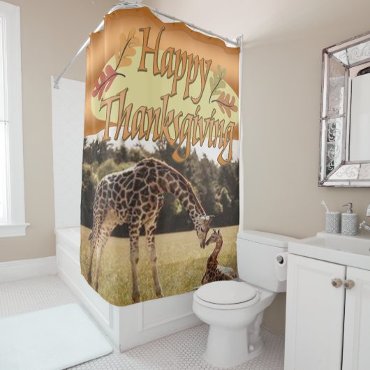 Giraffe Thanksgiving Shower Curtain Douchegordijn (In situ)