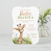 Giraffe-thema Baby shower Uitnodiging (Staand voorkant)