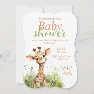 Giraffe-thema Baby shower Uitnodiging