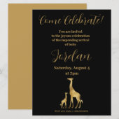 Giraffe Thema Baby shower Zwart en Goud Kaart (Voorkant / Achterkant)