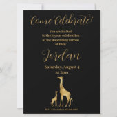 Giraffe Thema Baby shower Zwart en Goud Kaart (Voorkant)