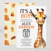 Giraffe thema Safari Baby shower Kaart (Voorkant / Achterkant)