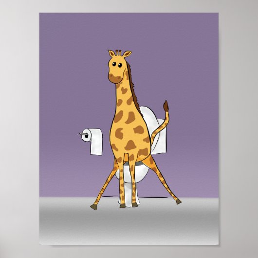 Giraffe Toilet Badkamer Muur Kunst Afdruk Poster (Voorkant)