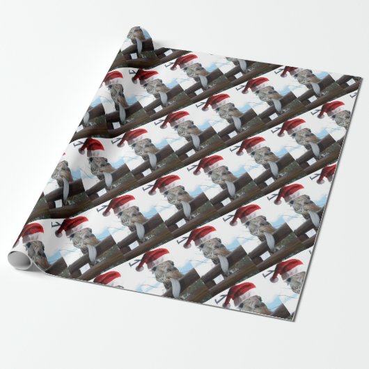 Giraffe-Tongue-Kerstman Cadeaupapier (Uitgerold)