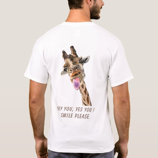 Giraffe Tongue Out en Playful Wink - Jouw tekst T-shirt (Achterkant)