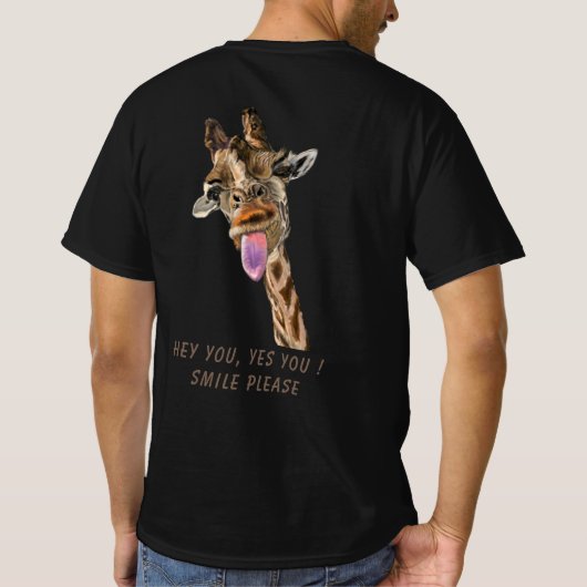 Giraffe Tongue Out en Speelse Wink - Glimlach T-shirt (Achterkant)