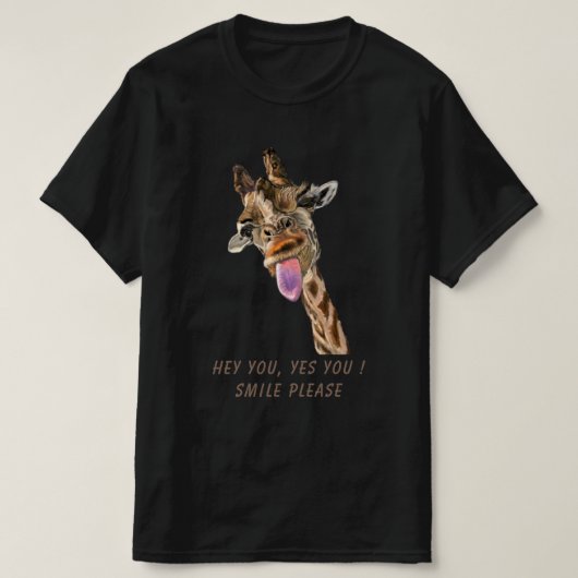Giraffe Tongue Out en Speelse Wink - Glimlach T-shirt (Design voorkant)