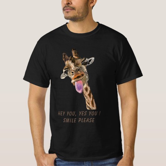 Giraffe Tongue Out en Speelse Wink - Glimlach T-shirt (Voorkant)