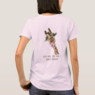 Giraffe Tongue Out en Wink Fun T-Shirt met tekst