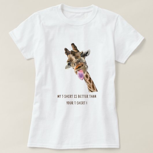 Giraffe Tongue Out Funny T-shirt - Aangepaste teks (Design voorkant)