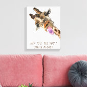 Giraffe Tongue Out Playful Canvas Print Smile (Insitu (Woonkamer))