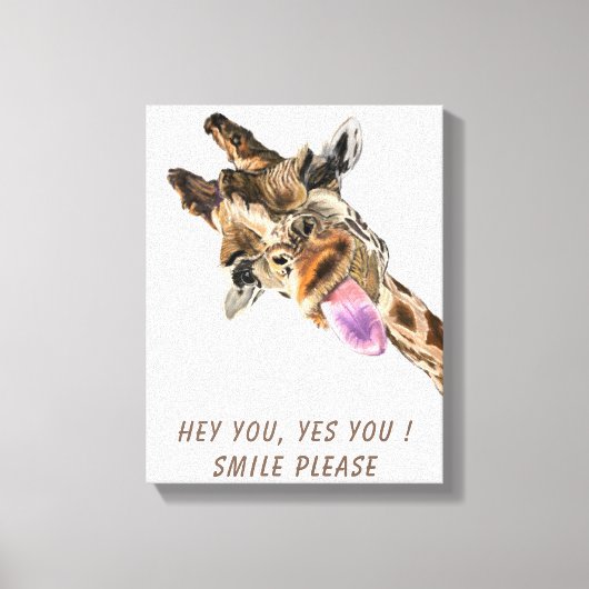 Giraffe Tongue Out Playful Canvas Print Smile (Voorkant)