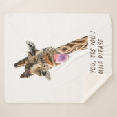 Giraffe Tongue Out Playful Sherpa Blanket Sherpa Deken (Voorkant (horizontaal))
