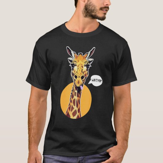 Giraffe Tongue Out What's Up Zoo Animal T-shirt (Voorkant)