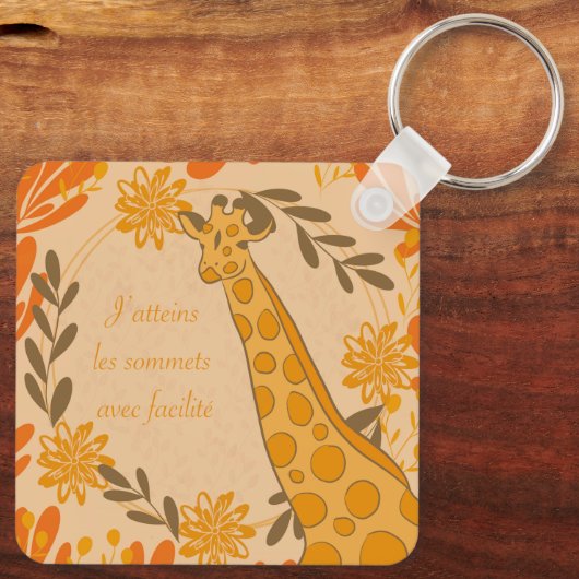 giraffe,toteemdier,chakra,positieve affirmation sleutelhanger (Achterkant)